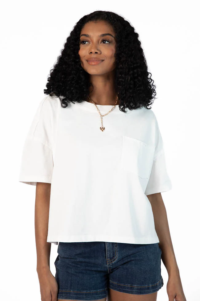 Perfect Staple Ivory Soft Knit Pocket Tee - Terpint
