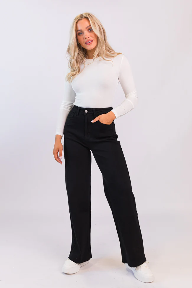 Kelsea Black Wash Wide Leg Jeans - Terpint