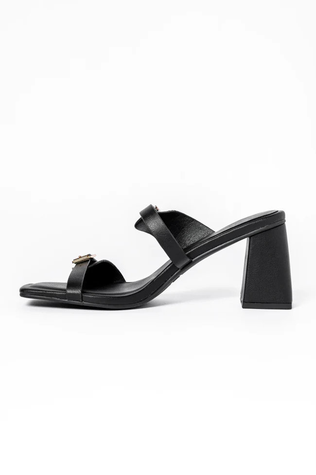 Brooklyn Black Double Strap Buckle Heels SALE - Terpint