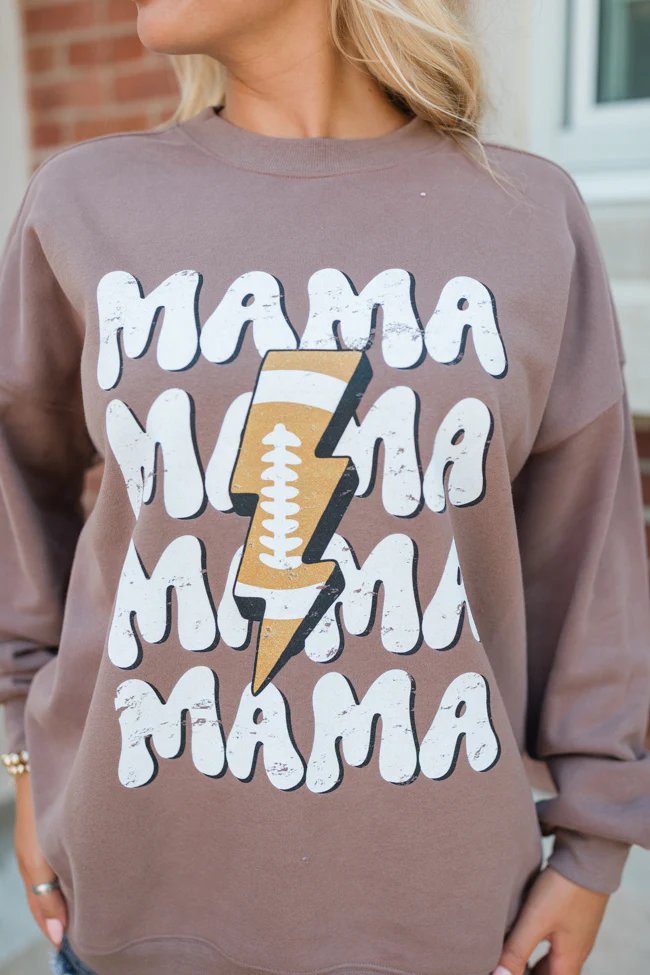 Mama Football Repeat Mocha Graphic Sweatshirt - Terpint