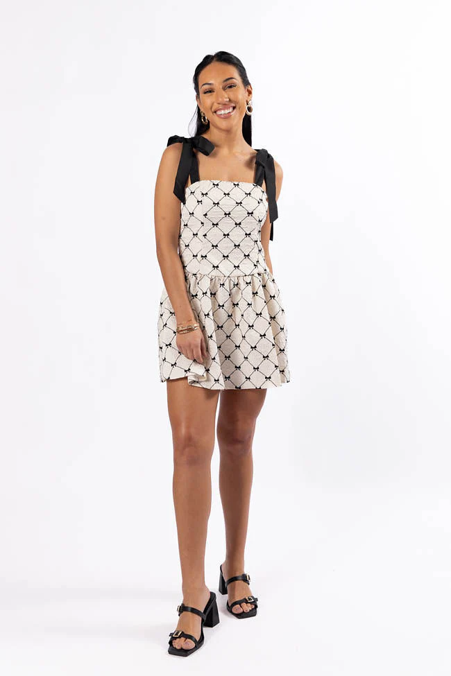 Every Occasion Ivory and Black Bow Dress SALE - Terpint