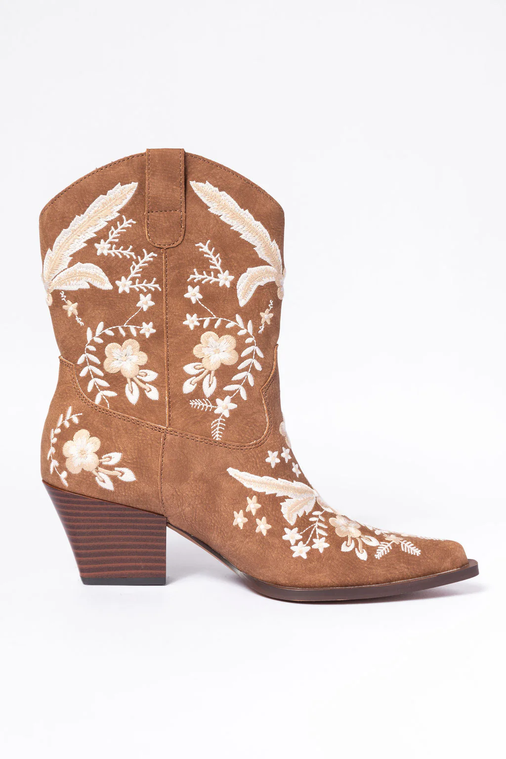 Paige Cocoa Embroidered Booties SALE - Terpint