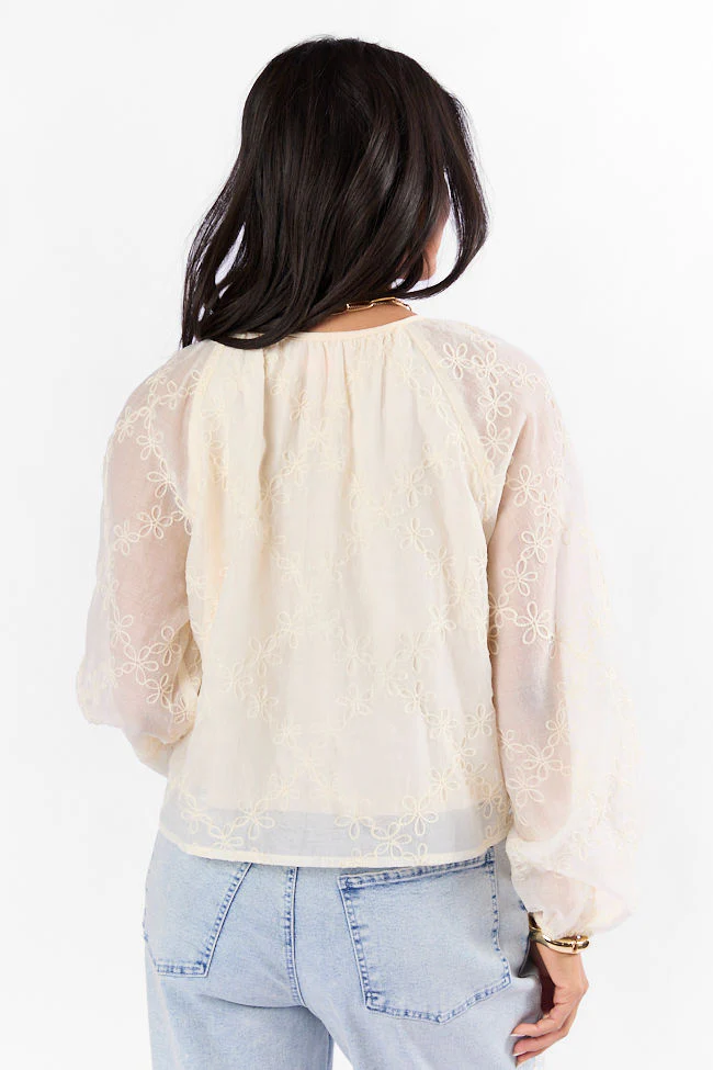 Face The Music Cream Embroidered Blouse FINAL SALE - Terpint