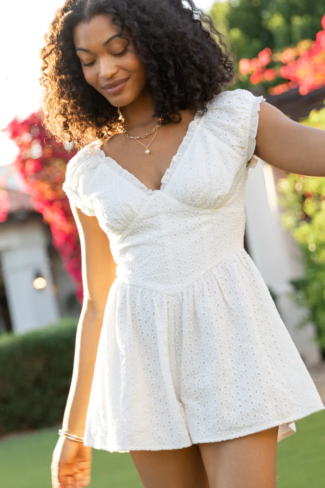 Ever After White Eyelet Romper FINAL SALE - Terpint