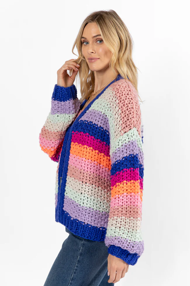 Forgot You Existed Navy Multi Striped Cardigan FINAL SALE - Terpint