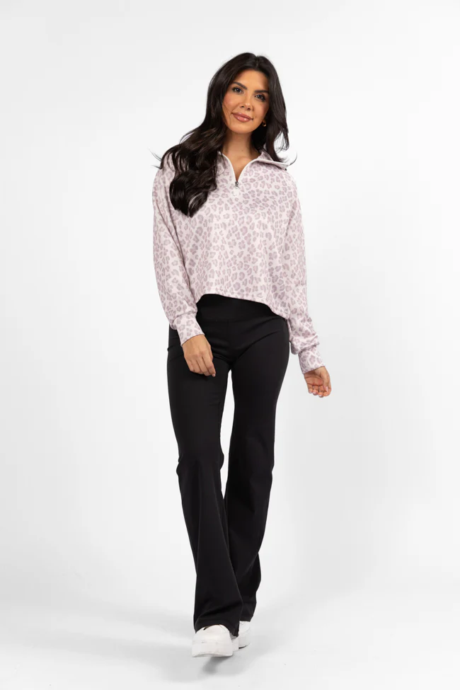 Change Of Heart Leopard Print Quarter Zip Pullover - Terpint