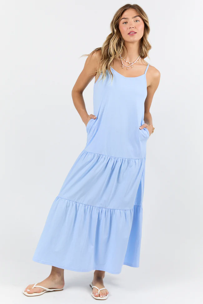 Sweet Melodies Blue Ribbed Knit Maxi Dress FINAL SALE - Terpint
