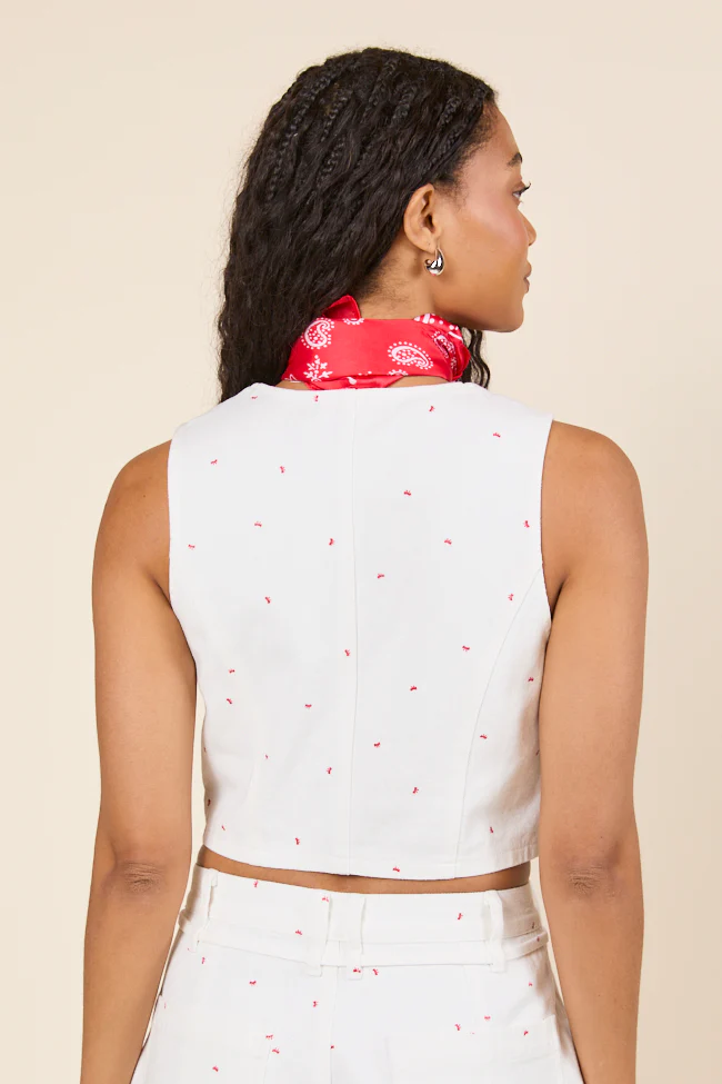 Eileen Bow Printed Denim Vest - Terpint