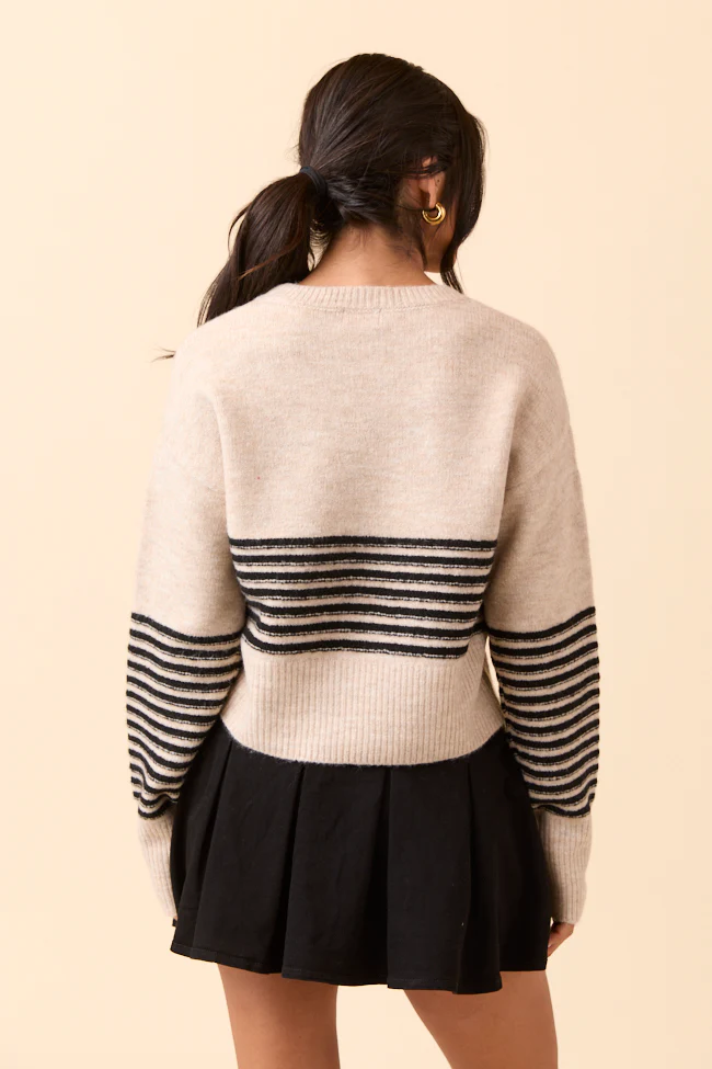 Zari Grey and Black Striped Pullover Sweater - Terpint