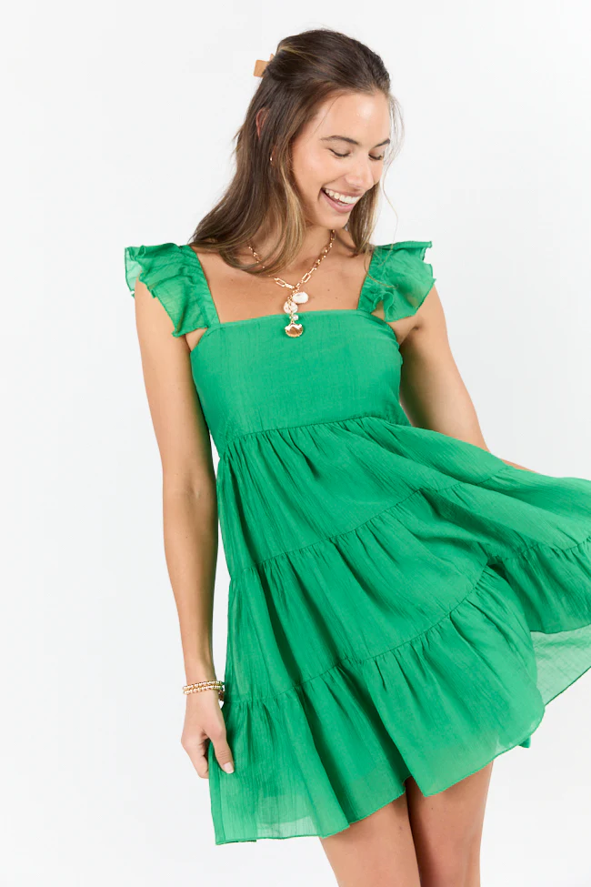 It's My Day Green Smocked Top Mini Dress - Terpint
