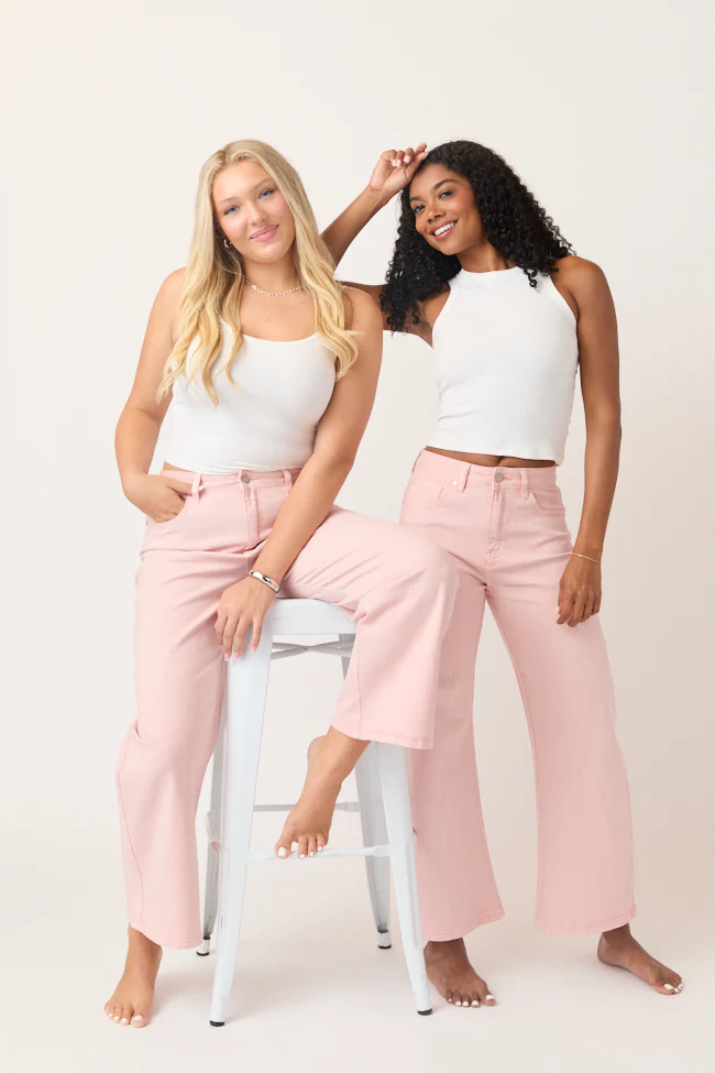 Marigold Pearl Pink Mid Rise Barrel Jeans - Terpint