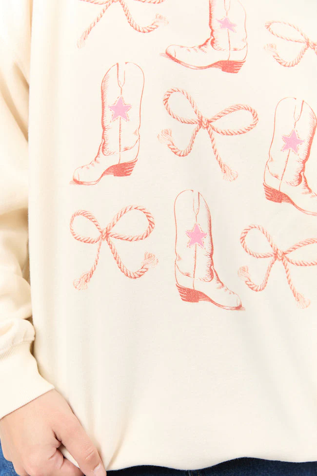 Bows and Boots Cream Graphic Sweatshirt - Terpint