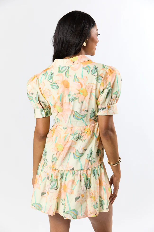 Off The Vine Multi Floral Print Front Tie Shirt Dress SALE - Terpint