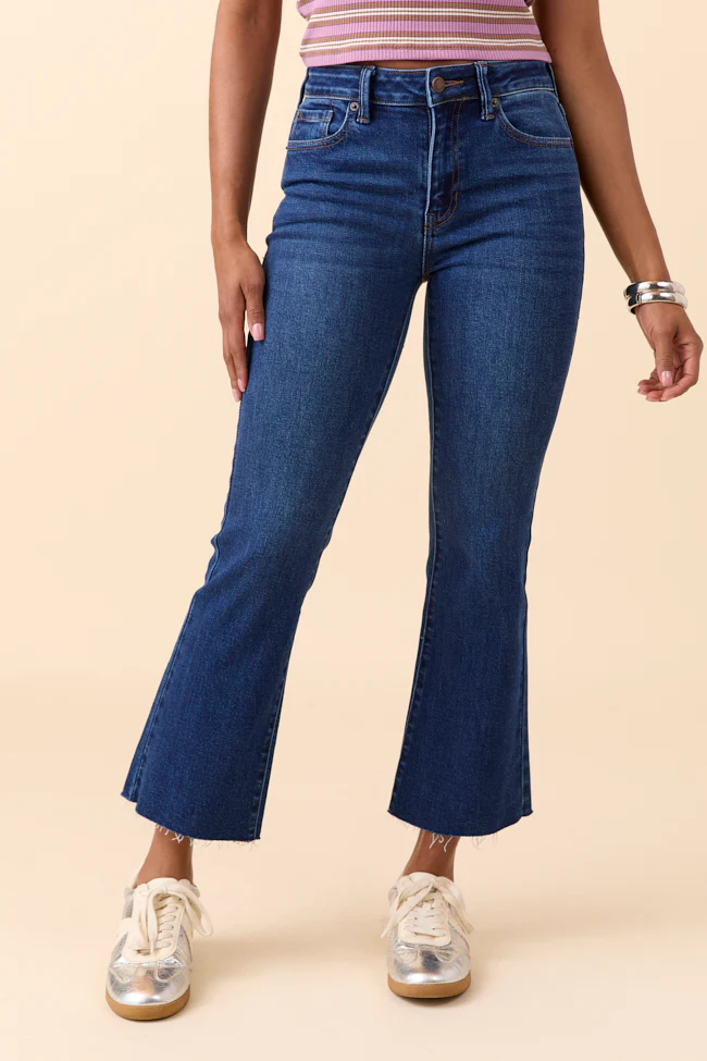 Michaela Dark Wash Crop Flare Jeans - Terpint