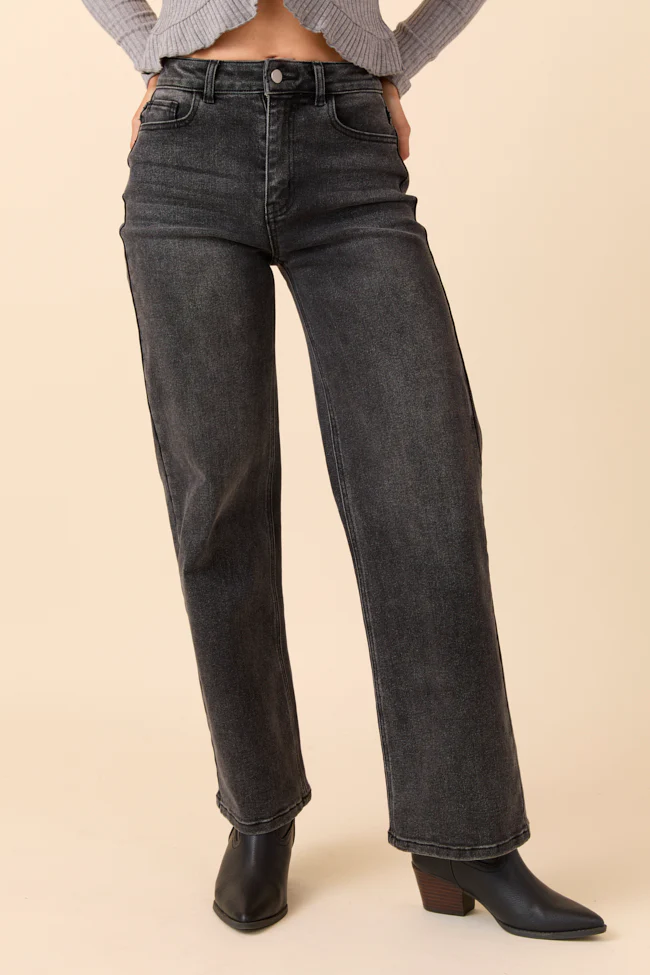 Angelica Washed Black Wide Leg Jeans - Terpint