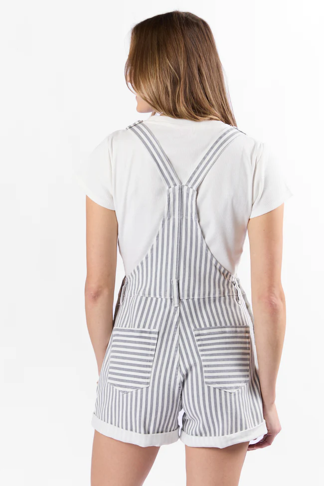 My Favorite Relaxed Stripe Stretchy Shorts Overalls SALE - Terpint