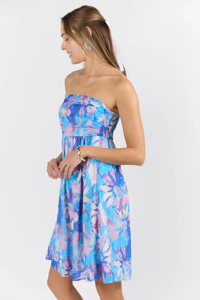 At The Oasis Multi Strapless Printed Mini Dress SALE - Terpint