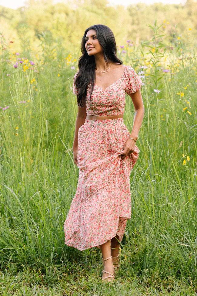 Maisyn Pink Floral Skirt Set - Terpint