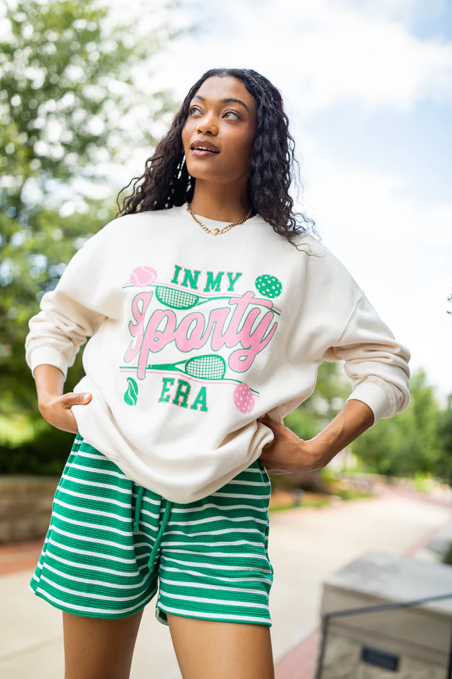 In My Sporty Era Cream Graphic Sweatshirt - Terpint
