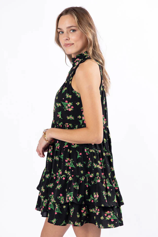 Called It Black Floral Print Mini Dress FINAL SALE - Terpint