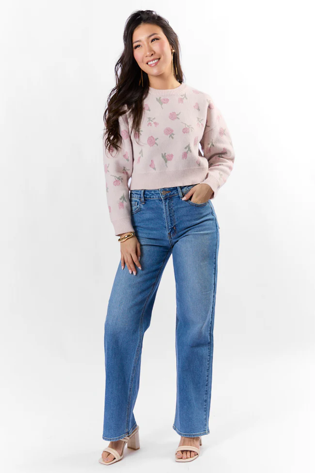 Grand Measures Light Pink Floral Sweater FINAL SALE - Terpint