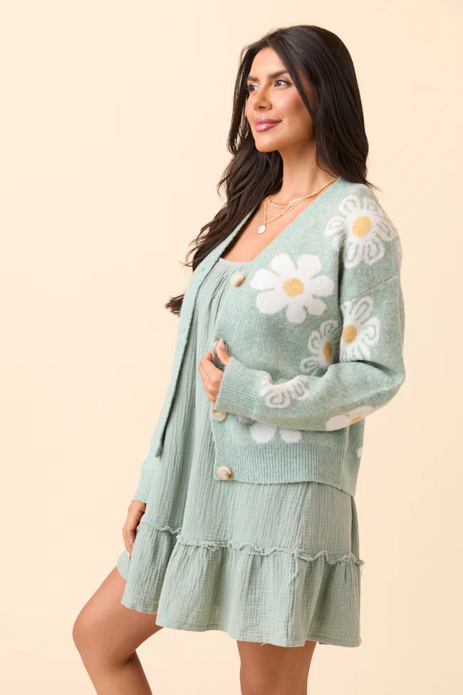 Glenda Green Multi Floral Cardigan - Terpint