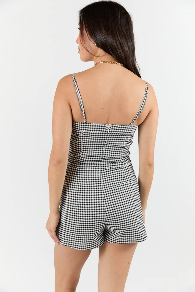 Checked Charm Black and White Gingham Romper DOORBUSTER - Terpint
