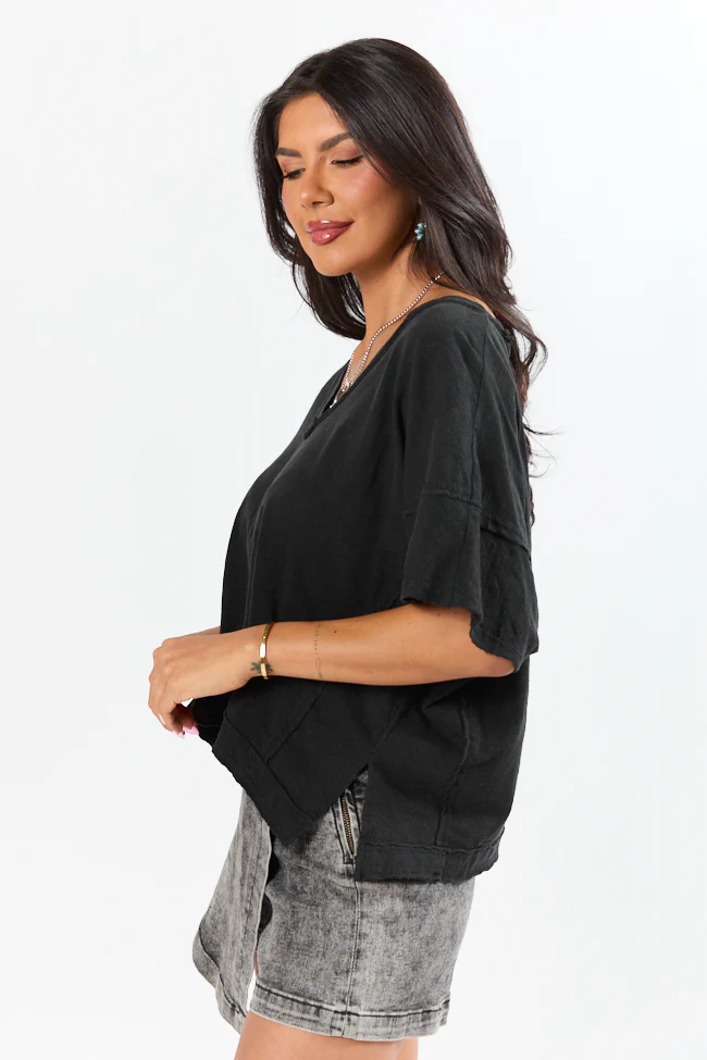 Rooted Essential Black V-Neck Tee DOORBUSTER - Terpint