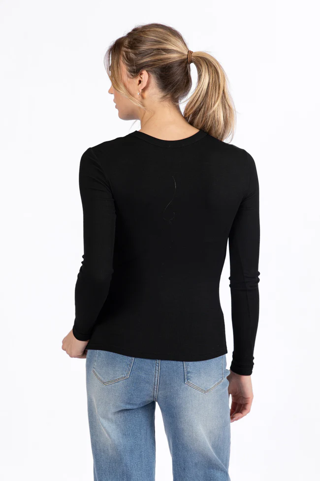 Make Your Choice Black Ribbed Long Sleeve Tee FINAL SALE - Terpint