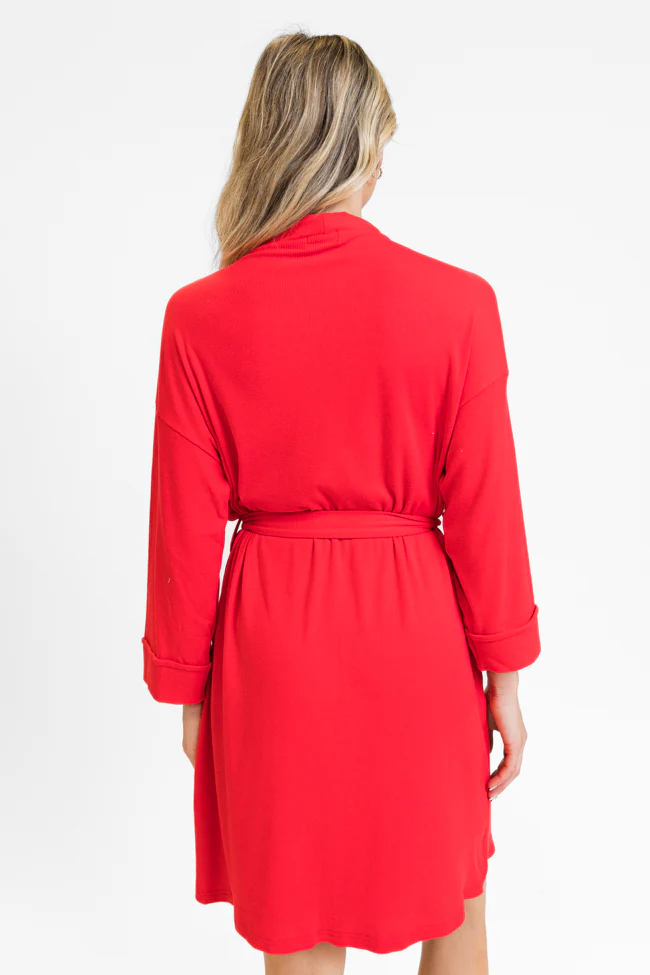 Drifting Off Red Ribbed Robe FINAL SALE - Terpint