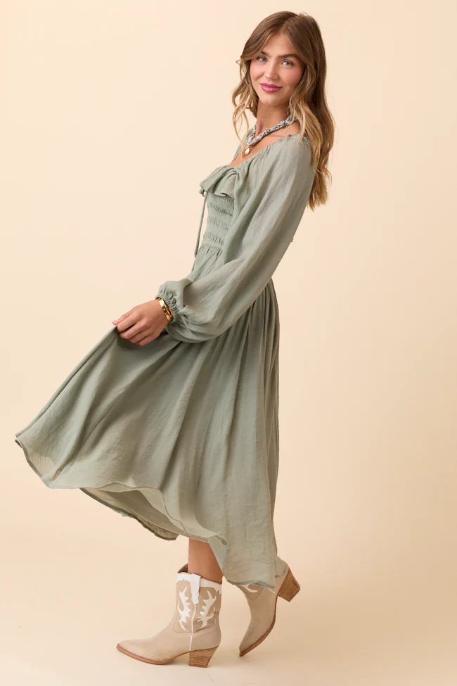 Summer Olive Smocked Maxi Dress - Terpint