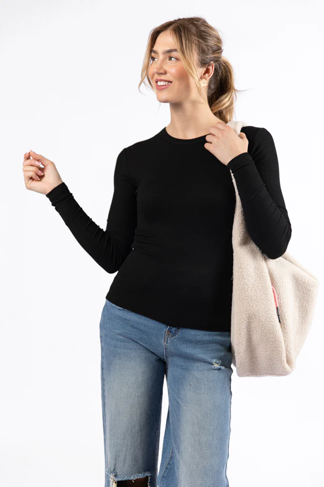 Make Your Choice Black Ribbed Long Sleeve Tee FINAL SALE - Terpint