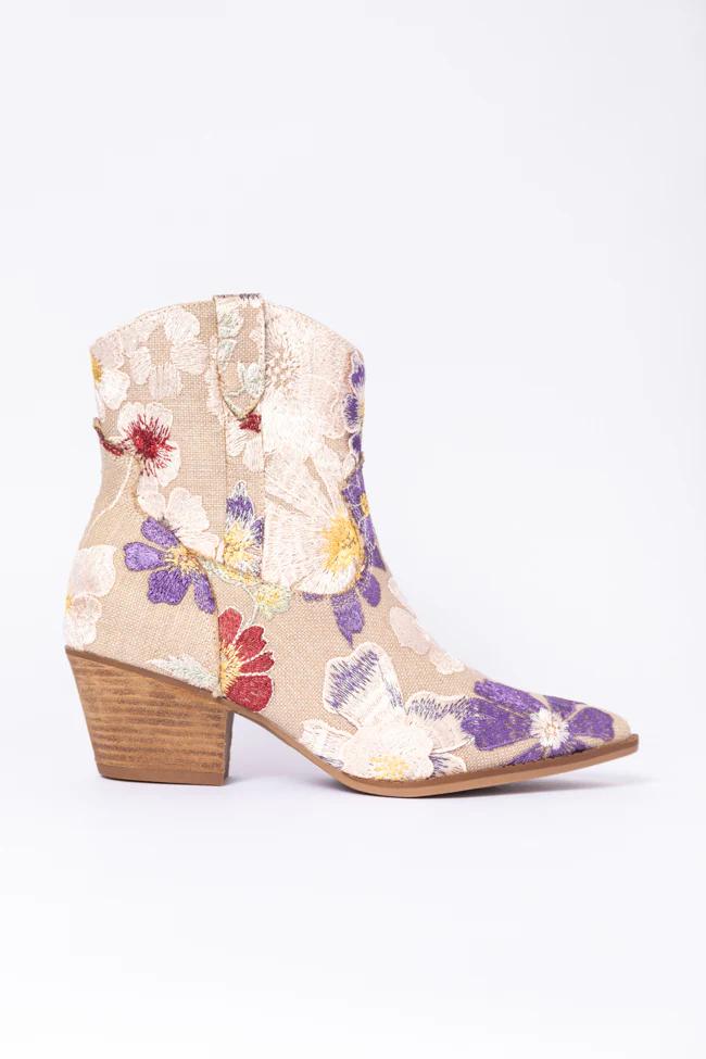 Gemma Floral Pointed Toe Booties SALE - Terpint
