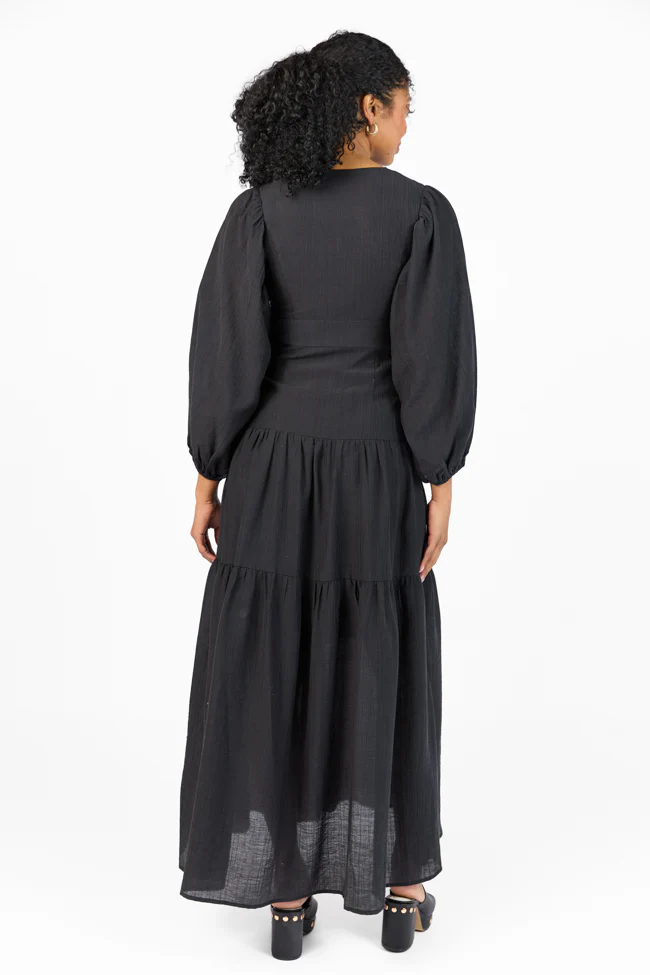 Enchanting Moments Black Button Detail Maxi Dress FINAL SALE - Terpint