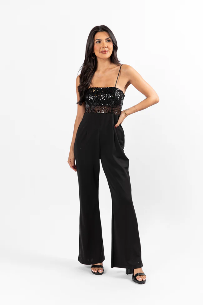 Even The Score Black Sequin Top Jumpsuit FINAL SALE - Terpint