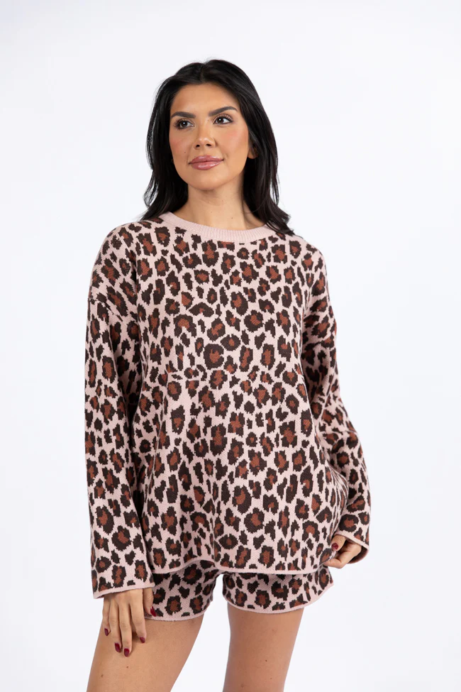 Sign Of The Times Leopard Striped Sweater Set - Terpint