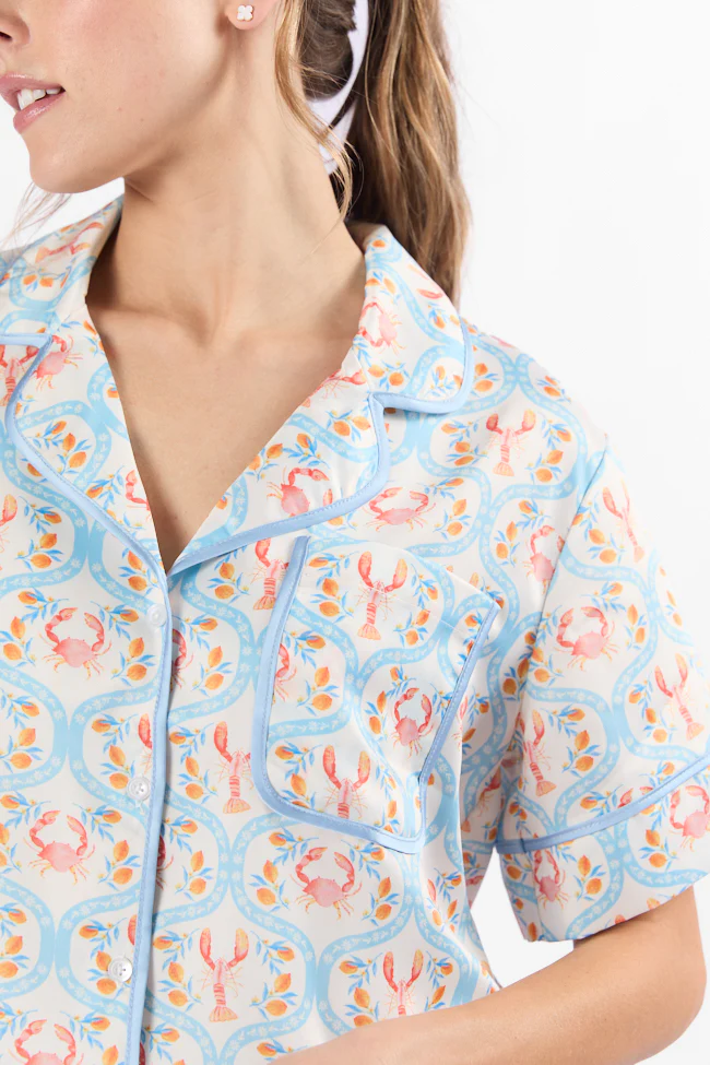 Rest Up In The Cutest Catch Satin Pajama Top FINAL SALE - Terpint
