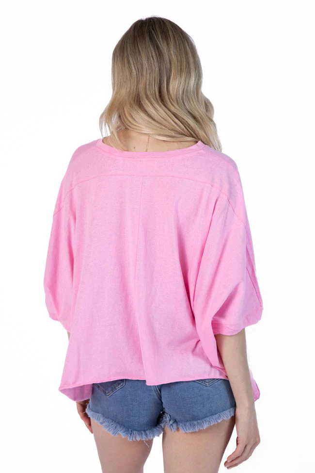 Great Days Ahead Pink Asymmetrical Hem Tee DOORBUSTER - Terpint