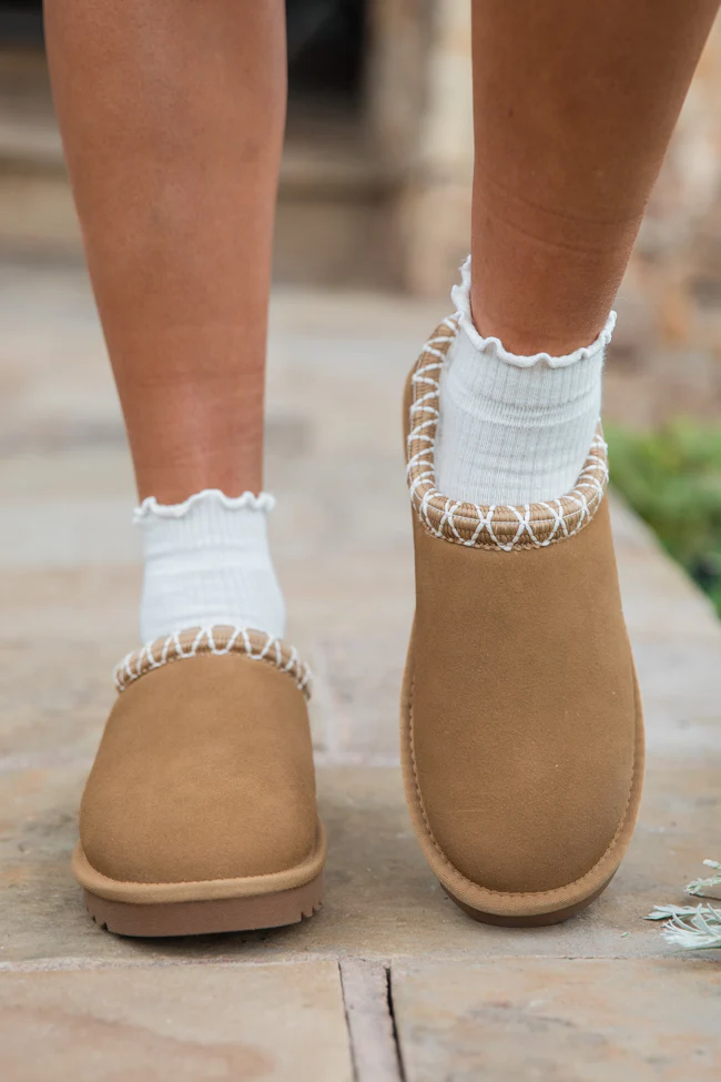 Sydney Chestnut Short Slip-On Booties FINAL SALE - Terpint