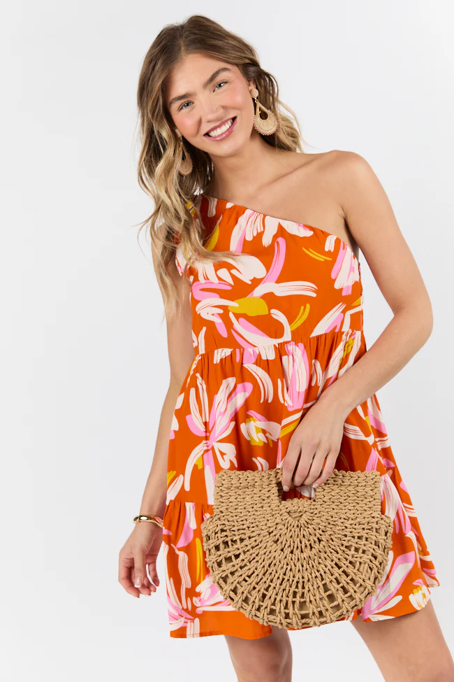 Walking On Sunshine Floral Printed One Shoulder Dress FINAL SALE - Terpint