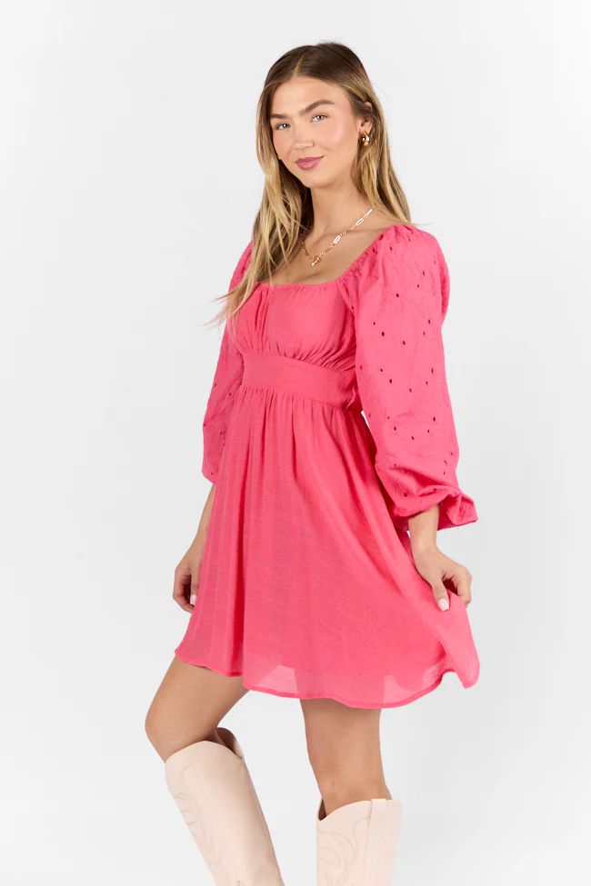 Beautiful Thoughts Pink Lace Sleeve Mini Dress FINAL SALE - Terpint