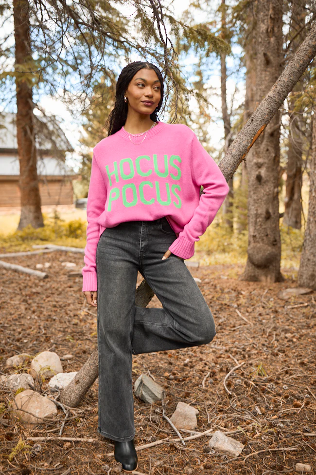 Hocus Pocus Pink And Green Crewneck Sweater - Coming Soon - Terpint