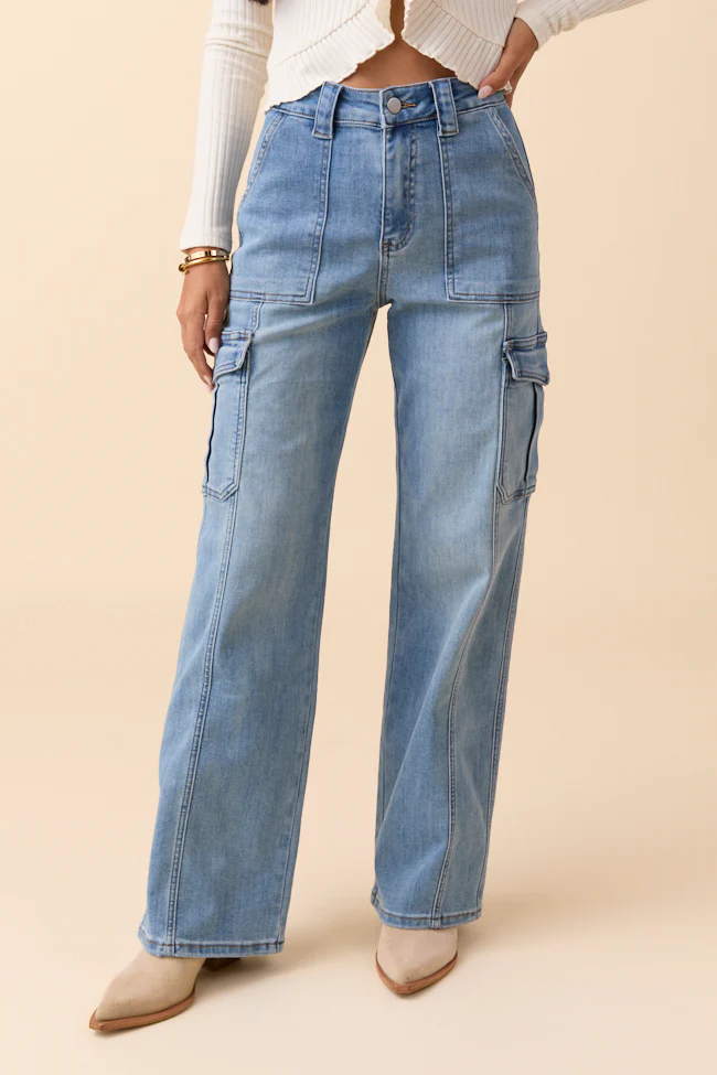 Annika Medium Wash Denim Utility Jeans - Terpint