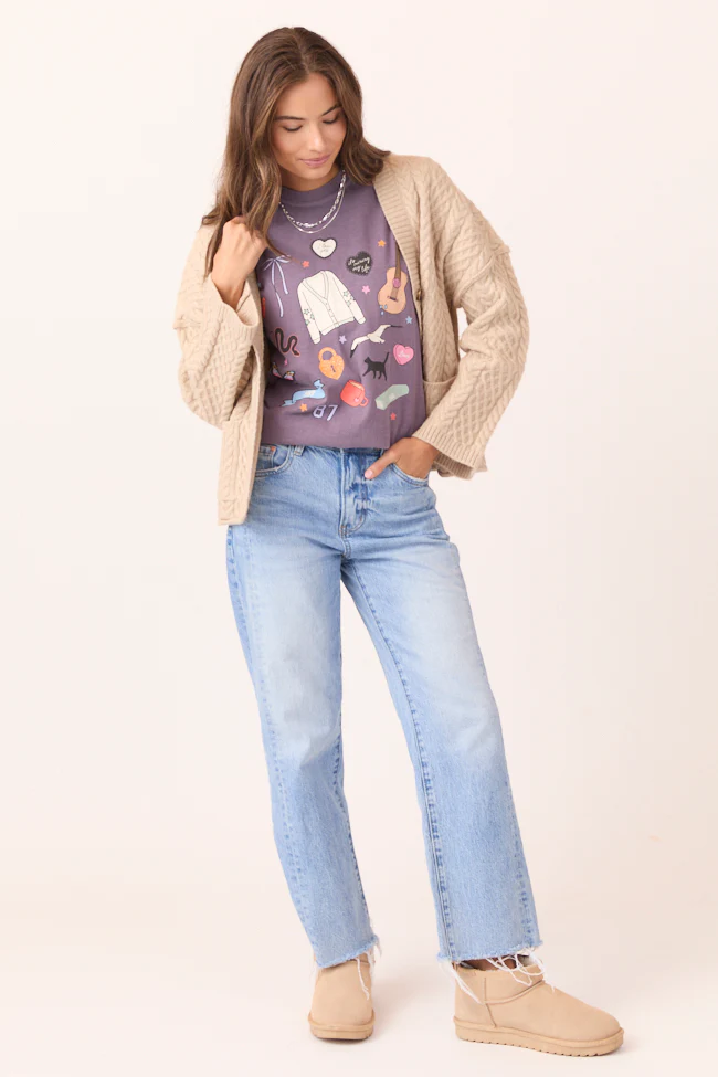Eras Multi Icons Purple Graphic Tee - Terpint