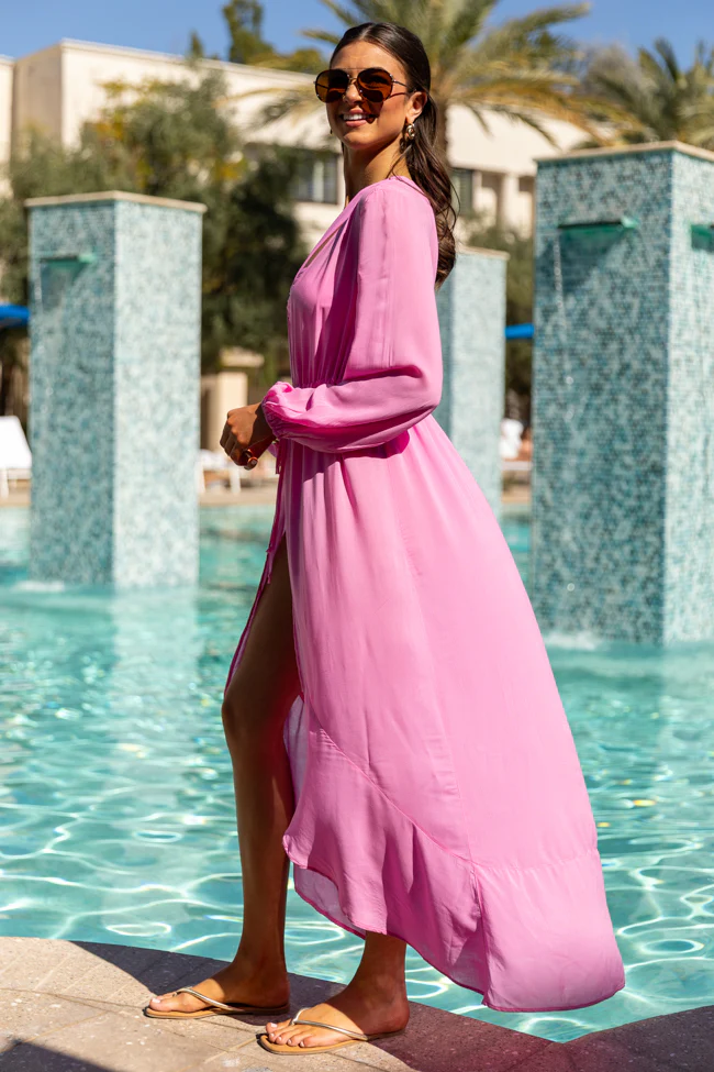 Shine On Pink Long Sleeve Swim Cover-up FINAL SALE - Terpint