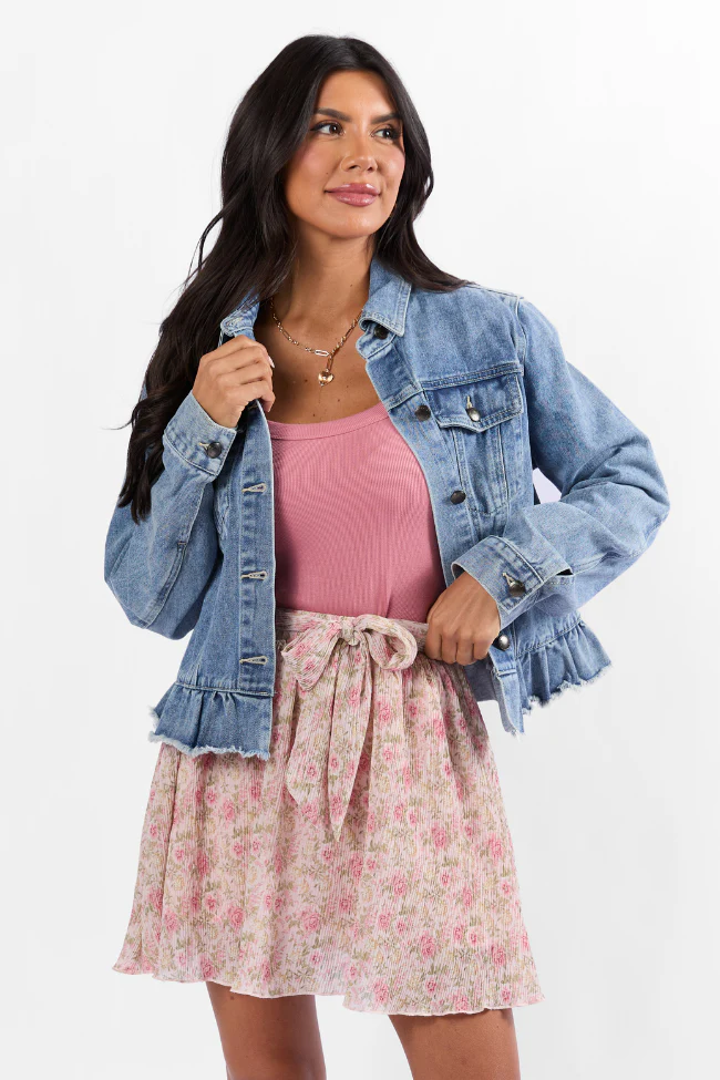 Brunch and Beyond Pink Multi Pleated Belted Floral Skort DOORBUSTER - Terpint