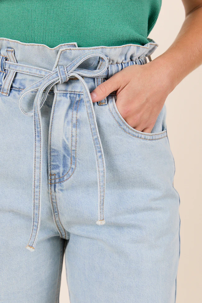 Gracie Light Wash Tie Waist Jeans - Terpint