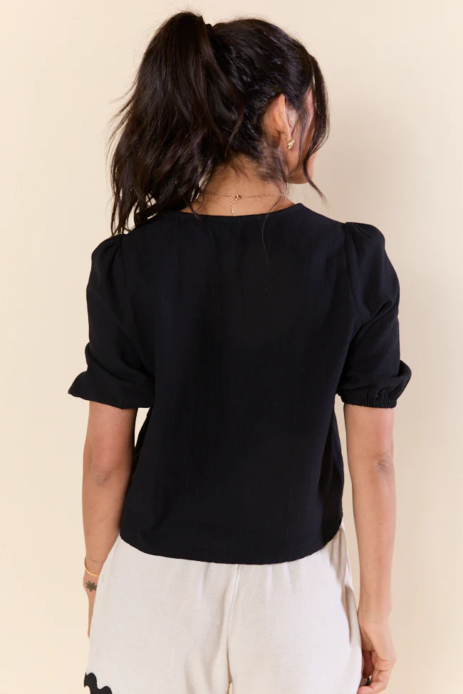 Grow Freely Black Floral Embroidered Blouse - Terpint