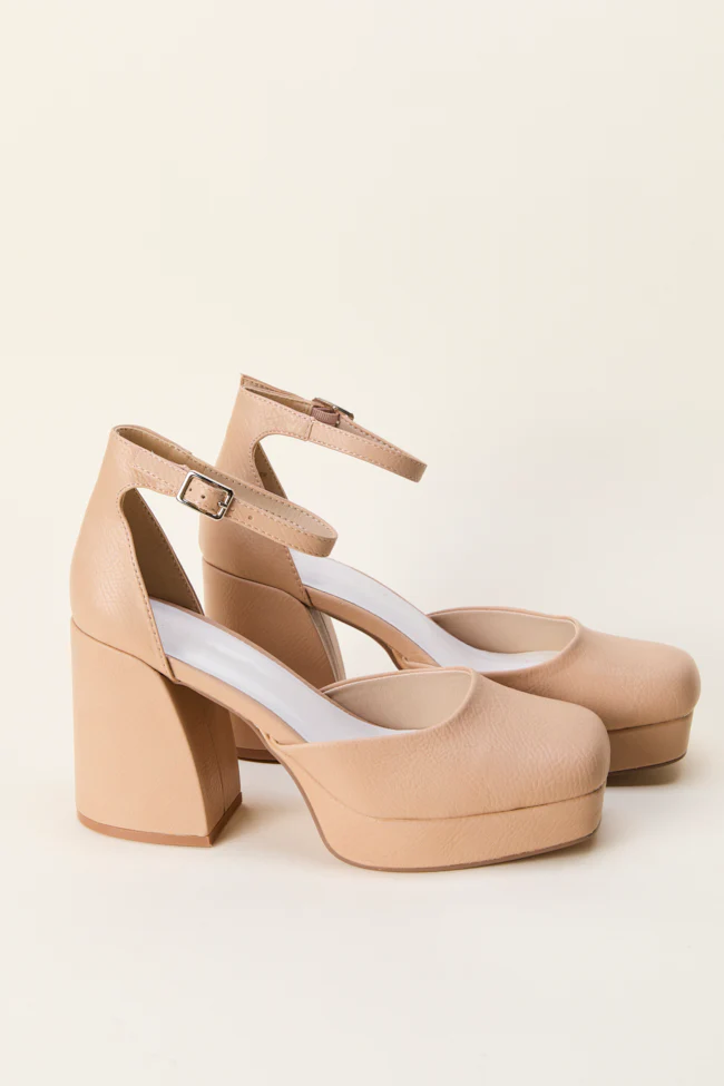 Oslo Natural Buckle Platform Heels - Terpint