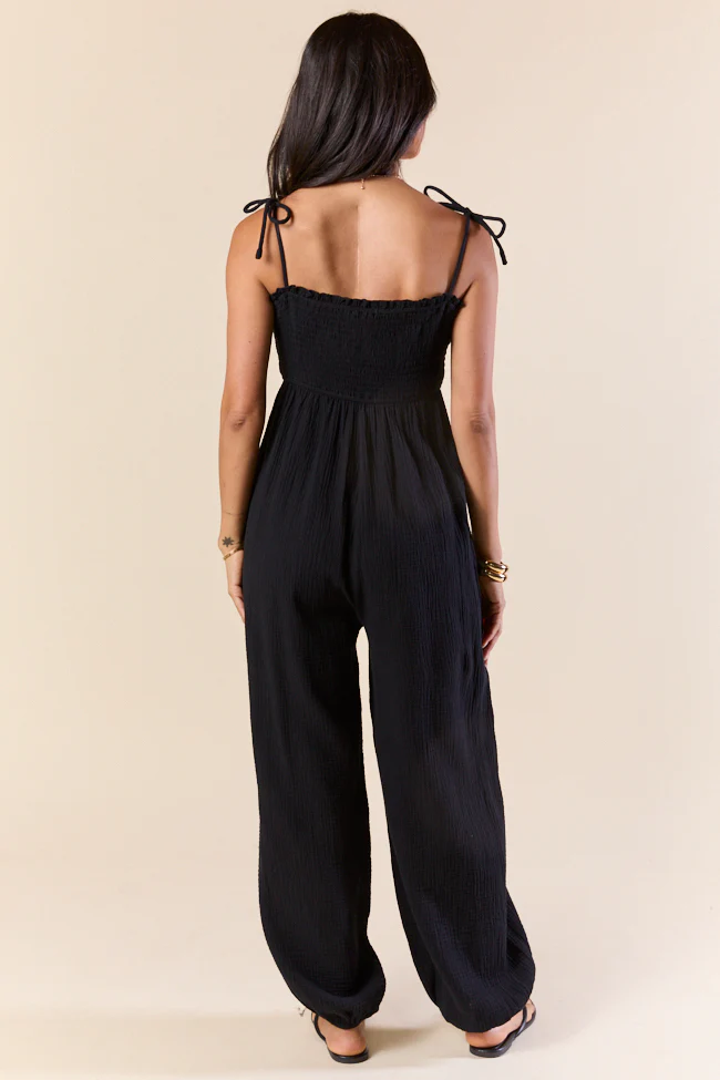 All Around Town Black Gauze Jumpsuit - Terpint